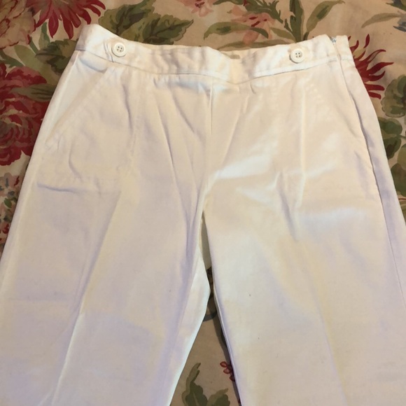 TALBOTS sz 4 Petite Crop Cotton Spandex Side-Zip Button detail Nautical $109 NEW - Picture 14 of 16